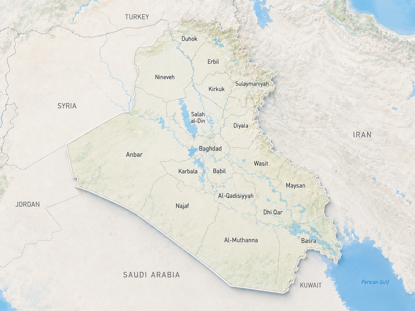 Map of oil and gas license blocks in Iraq